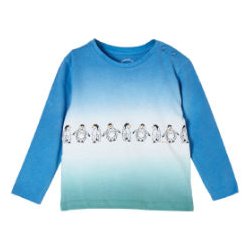 s.Oliver tričko s motivem tučňáků s dlouhým rukávem bílomodré