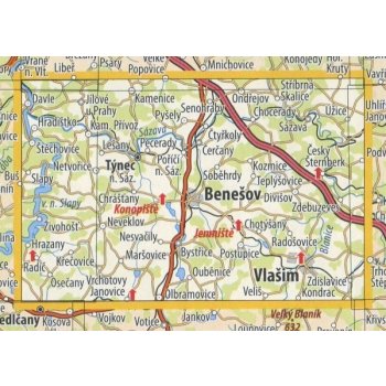 KČT 40 Benešovsko a dolní Posázaví - nástěnná turistická mapa 90 x 60 cm Varianta: mapa v dřevěném rámu, Provedení: Ticiago šedý