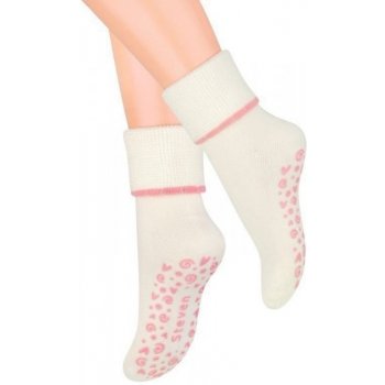 Steven 038 ABS ecru růžové Ponožky