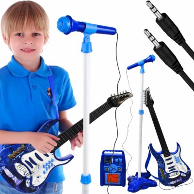 Joko Elektrická kytara mikrofon kombo sada 3v1 modrá