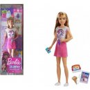Barbie Chůva blondýnka v růžových šatech s jednorožcem