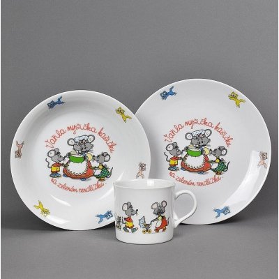 Český porcelán Dětská jídelní souprava VAŘILA MYŠIČKA 3 ks – Sleviste.cz