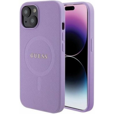 Guess GUHMP15SPSAHMCU iPhone 15 6.1 fialový/fialový pevný obal Saffiano MagSafe – Zbozi.Blesk.cz
