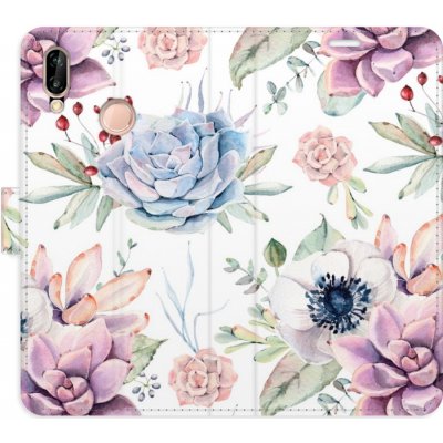 Pouzdro iSaprio Flip s kapsičkami na karty - Succulents Pattern Huawei P20 Lite