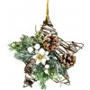 Vánoční dekorace Dommio Proutěná hvězda s bílou ponsetií 25 cm