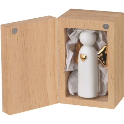 räder Andílek v krabičce Angel to go, bílá barva, přírodní barva, dřevo, porcelán – Zboží Dáma