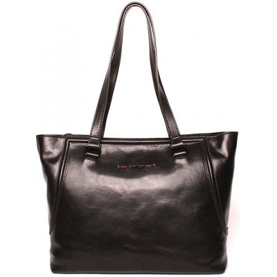 Gianni Conti velká luxusní černá kožená kabelka na rameno 258 – Zboží Mobilmania