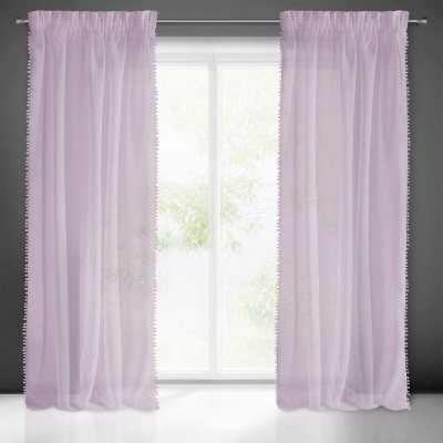 Takoy Dekorační záclona olemovaná stužkou s bambulkami-HF-371795 | 140 x 270 cm – Zboží Mobilmania