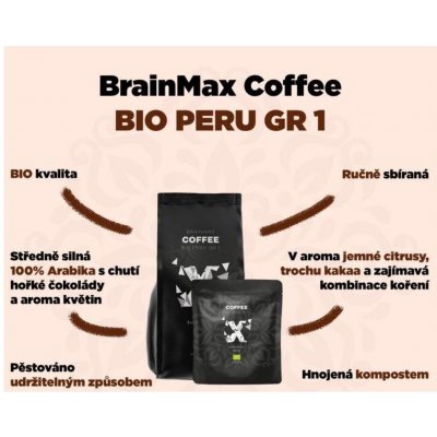 BrainMax Coffee Peru Grade 1 Bio zrnková 1 kg – Hledejceny.cz