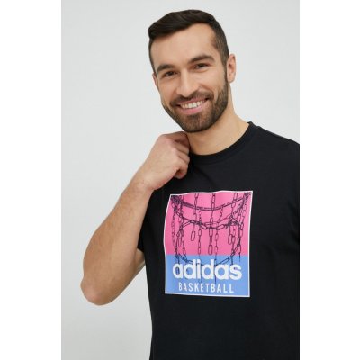 adidas bavlněné tričko Originals černá s potiskem – Zboží Mobilmania