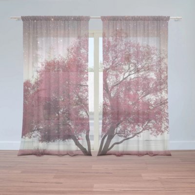 Sablio Záclony Červený strom: 2ks 150x250cm – Zboží Mobilmania