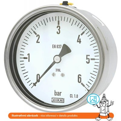 Wika Manometr nerezový zadní 0/16 bar - 160 mm - 1/2" – Zbozi.Blesk.cz