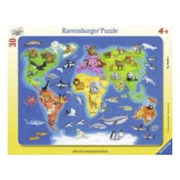 Ravensburger Mapa světa se zvířaty 30 dílků