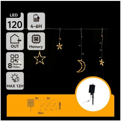 Aigostar LED Solární ván. řetěz 120xLED/8 funkcí 3x0,6m 500 mAh IP65 tep bílá B10201S6R – Hledejceny.cz