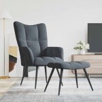 vidaXL 328107 relaxační se stoličkou tmavě šedé samet – Zboží Dáma