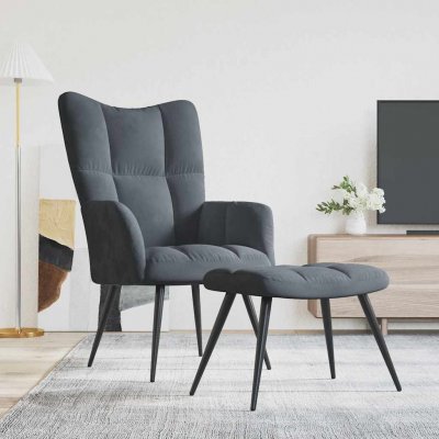 vidaXL 328107 relaxační se stoličkou tmavě šedé samet – Zboží Dáma