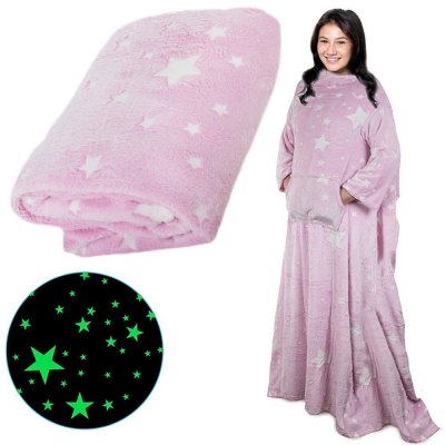 Verk Fleecová deka s rukávy 170x190 cm svítící růžová – Zboží Mobilmania