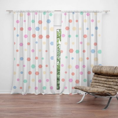 Sablio Závěs Různě barevné puntíky: 2ks 140x250cm – Hledejceny.cz