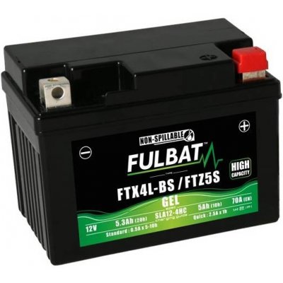 Baterie 12V, YTX4L-BS, YTZ5S, 5Ah, 70A, bezúdržbová GEL technologie 113x70x85, FULBAT (aktivovaná ve výrobě) – Sleviste.cz