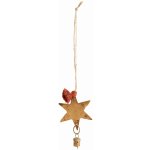 MADAM STOLTZ Závěsná vánoční dekorace Star Antique Gold zlatá barva kov