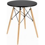Pro-Tech shop 41215 CM-354159 Stůl 60x60 cm, kulatá deska, černý, nohy přírodní barvy – Hledejceny.cz