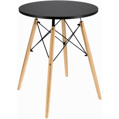 Pro-Tech shop 41215 CM-354159 Stůl 60x60 cm, kulatá deska, černý, nohy přírodní barvy – Hledejceny.cz