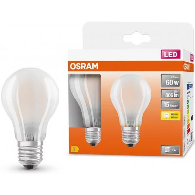 Osram 2x LED žárovka E27 A60 7W = 60W 806lm 2700K Teplá bílá FILAMENT