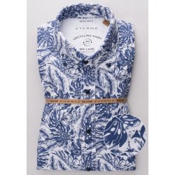 Eterna regular fit "Len" košile s krátkým rukávem Upcycling shirt 2461WS7B_18 s modrým vzorem