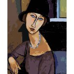 Diamondi Diamantové malování JEANNE HÉBUTERNE S KLOBOUKEM A NÁHRDELNÍKEM (AMEDEO MODIGLIANI) 40 x 50 cm vypnuté plátno – Sleviste.cz