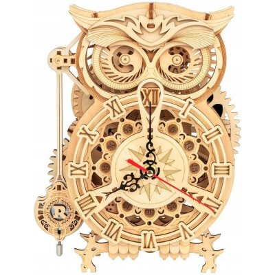 ROBOTIME Rokr 3D dřevěné puzzle Stolní hodiny s časovačem Sova 161 ks – Zboží Mobilmania