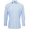 Pánská Košile Premier Workwear pánská popelínová košile Gingham s drobným kostkovaným vzorem PW220 modrá světlá - bílá