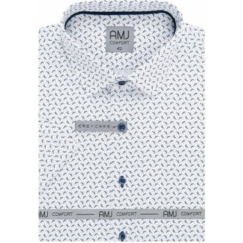 AMJ pánská košile krátký rukáv bavlněná regular fit tmavě modré tečky a  vlnky na bílé VKBR1138 od 990 Kč - Heureka.cz