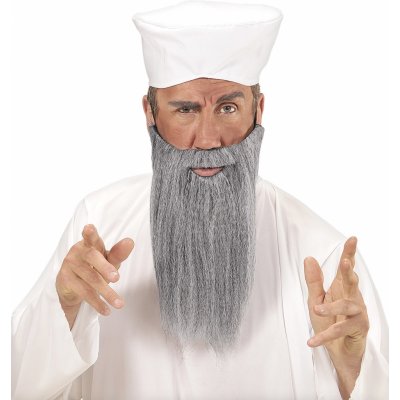 Arabský bílý turban s šedivým plnovousem – Zboží Mobilmania