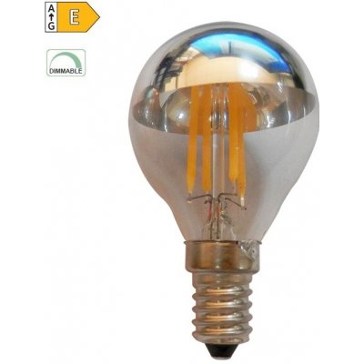 Diolamp LED Filament zrcadlová žárovka 5W/230V/E14/2700K/620Lm/180°/DIM, stříbrný vrchlík