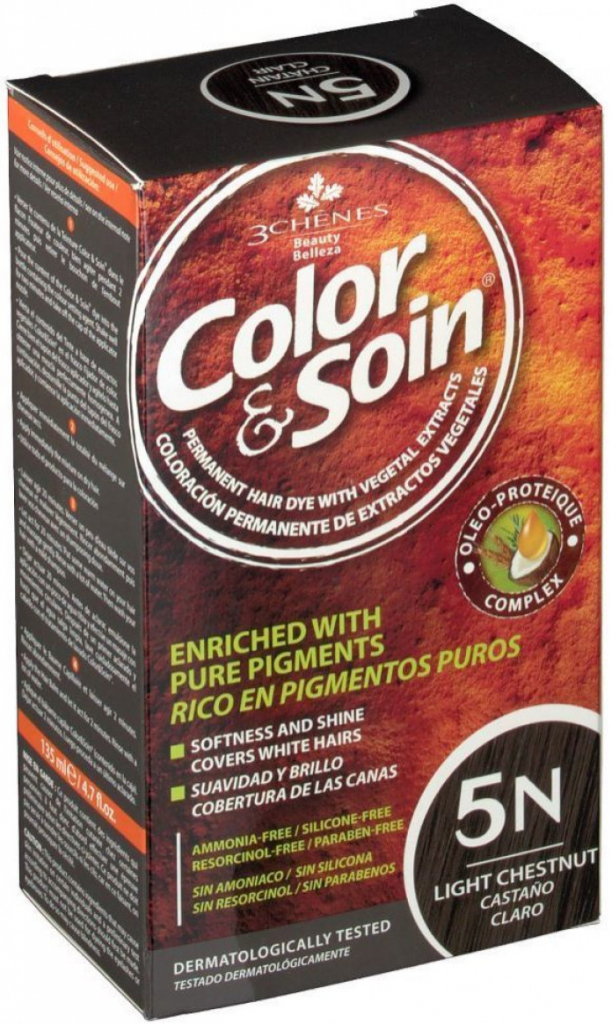 Color & Soin barva na vlasy 5N světle hnědá 135 ml