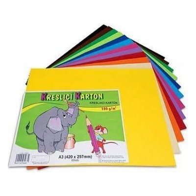Barevná čtvrtka barevný karton A3 180 g/m2 mix 12 barev – Zboží Dáma