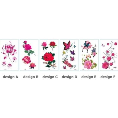 Rocolo Design Tetovací obtisky motýli a květiny 6 x 9,5 cm OP211 – Zbozi.Blesk.cz