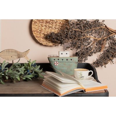 Clayre & Eef Zelená dřevěná dekorace loď Nauticco - 21*7*23 cm – Hledejceny.cz