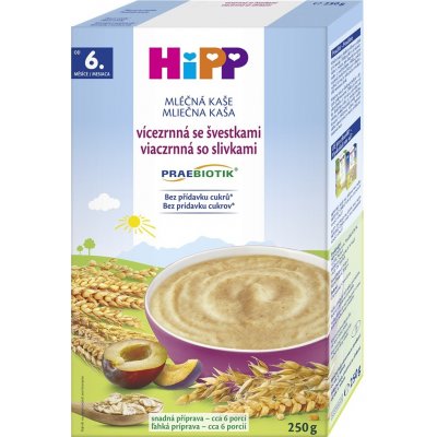 HiPP Mléčná kaše vícezrnná se švestkami 250g – Zboží Dáma