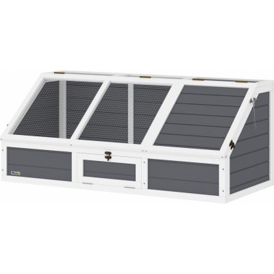 PAWHUT Ohrádka s domečkem pro drobná zvířata odklápěcí světle šedá 120 x 50 x 55 cm – Zboží Dáma