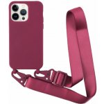 AppleKing matný kryt s nastavitelným popruhem pro iPhone 13 Pro Max - vínový – Zboží Mobilmania