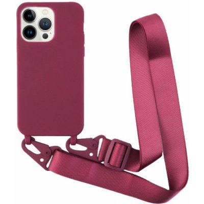 AppleKing matný kryt s nastavitelným popruhem pro iPhone 13 Pro Max - vínový – Zboží Mobilmania
