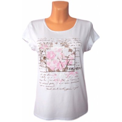 Dámské tričko s květinami Salma Bílá