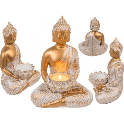 Popron.cz Dekorace, Buddha, s držákem na čajovou svíčku, 13,5 x 9 x 19,5 cm – Zboží Mobilmania