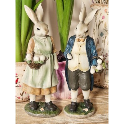 Dekorace králičí mamka s košíčkem vajíček 9*8*25 cm – Zboží Dáma