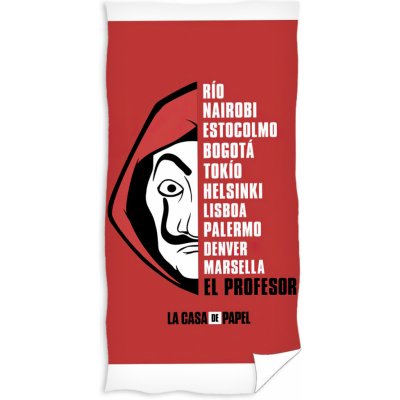 Carbotex · Bavlněná osuška Papírový dům - La casa de papel - Money Heist - motiv El Profesor 70 x 140 cm – Hledejceny.cz