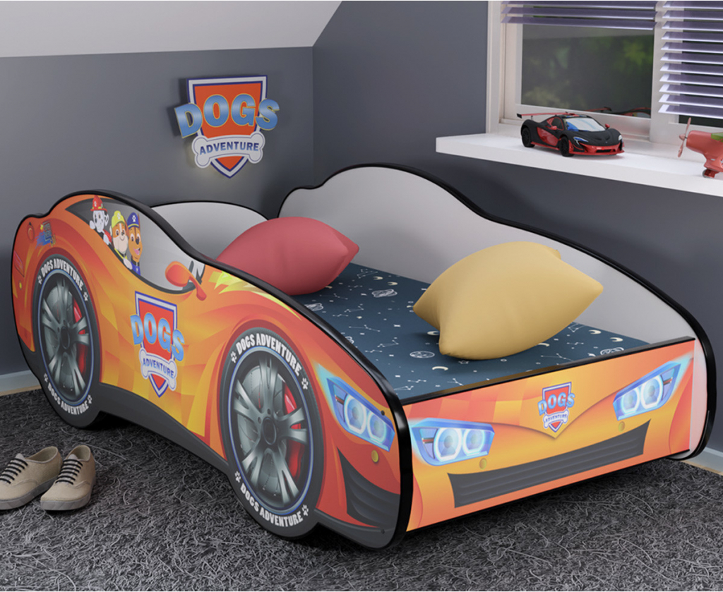 Top Beds Racing Car Hero Dogs Adventure oranžová