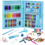 FunPlay FP-3565 Sada na malování a kreslení v kufříku 86 ks modrá – Sleviste.cz