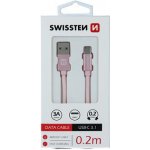 Swissten 71521105 USB 2.0 typ A na C, USB 2.0, zástrčka A - zástrčka C, opletený, 0,2m, růžovo-zlatý – Hledejceny.cz