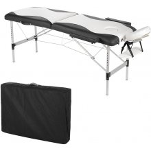 Mucola Masážní stůl Mucola 2 zónová masážní lavice skládací kosmetický stůl masážní stůl mobilní terapeutický stůl hliníkový rám černý / bílý